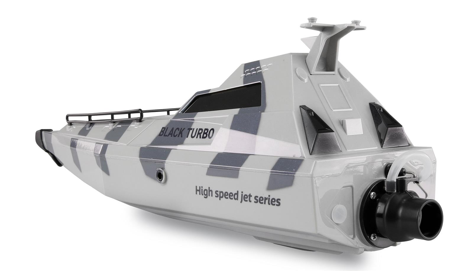 Black Turbo Militärboot mit Jetantrieb 420mm RTR camouflage-grau Black Turbo Militärboot mit Jetantrieb 420mm RTR camouflage-grau