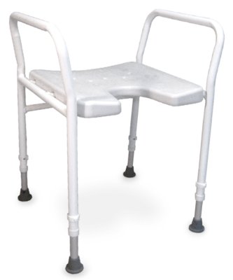 Duschhocker DS 130 ohne Lehne mit Armlehnen und Ausschnitt, weiß>>>>nur in 2er Schritten bestellbar Duschhocker DS 130 ohne Lehne mit Armlehnen und Ausschnitt, weiß>>>>nur in 2er Schritten bestellbar