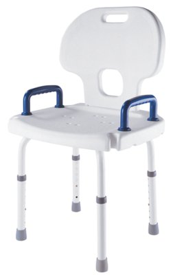 Duschstuhl DH 40 L mit Rückenlehne, Haltegriffe weiß>>>> Duschstuhl DH 40 L mit Rückenlehne, Haltegriffe weiß>>>>