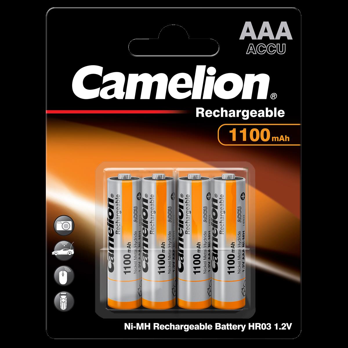Micro-Akku CAMELION 1,2 V, 1.100 mAh, Typ AAA, NiMH, 4er-Blister
