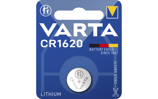 Lithium-Knopfzelle VARTA CR 1620, 70mAh, 3V, 1er-Blister Lithium-Knopfzelle VARTA CR 1620, 70mAh, 3V, 1er-Blister