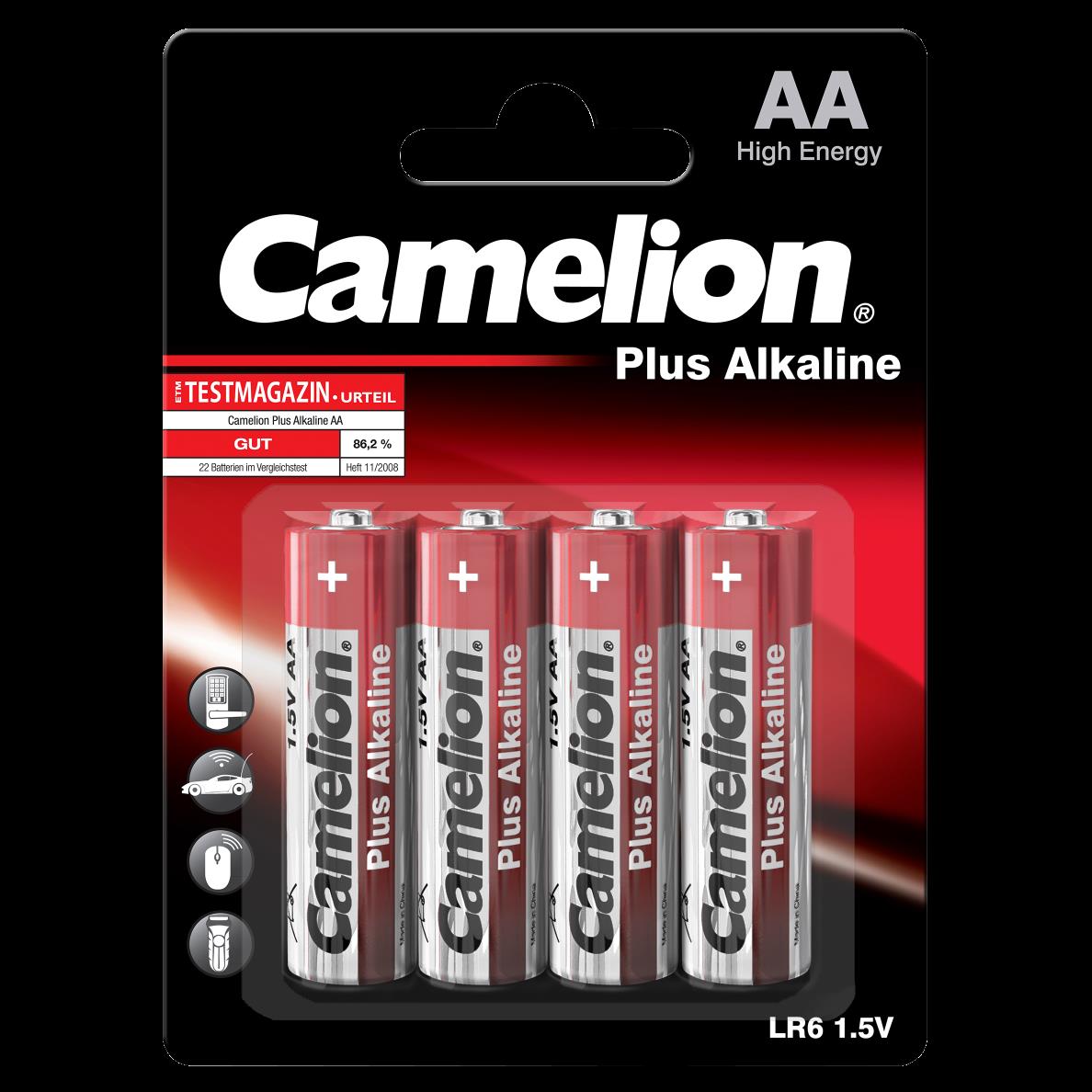 Mignon-Batterie CAMELION Plus Alkaline 1,5 V, Typ AA/LR6, 4er-Blister Mignon-Batterie CAMELION Plus Alkaline 1,5 V, Typ AA/LR6, 4er-Blister