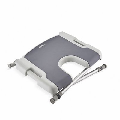 Duschhocker INVACARE Sorrento mit Ausschnitt, weiß-grau>>>> Duschhocker INVACARE Sorrento mit Ausschnitt, weiß-grau>>>>