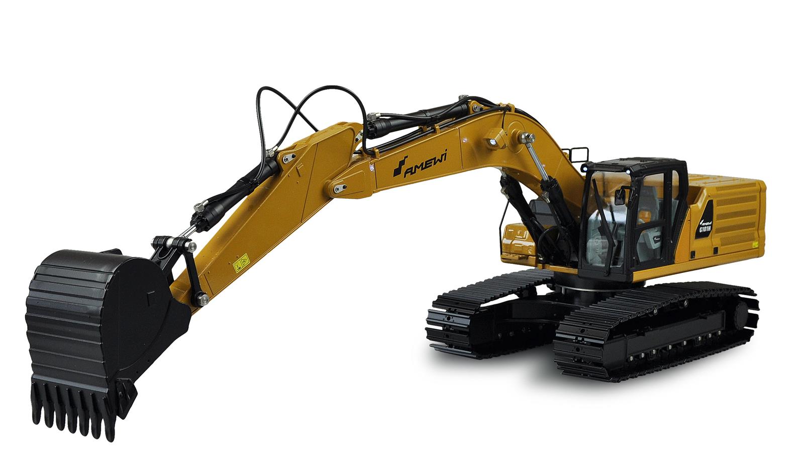 G101H Vollmetall Hydraulikbagger 1:16 RTR gelb G101H Vollmetall Hydraulikbagger 1:16 RTR gelb