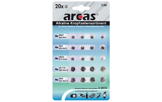 Knopfzellen-Sortiment Alkaline, 20-teilig Knopfzellen-Sortiment Alkaline, 20-teilig