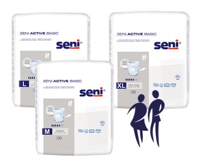 Inkontinenzslip Seni Active Basic X-Large Taillenumfang 120 bis 160 cm (1 Karton: 3 x 30 Stück)>>>>