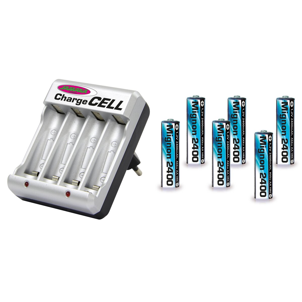 Ladegerät Charge Cell inkl. VE6 AA 1,2V 2400mAh im Blister Ladegerät Charge Cell inkl. VE6 AA 1,2V 2400mAh im Blister