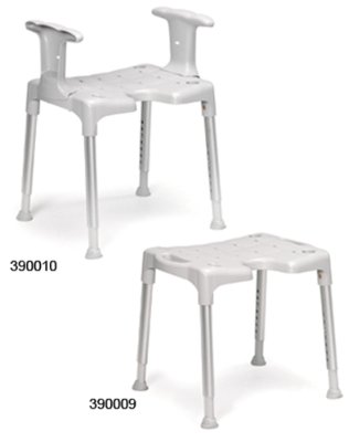 Duschschemel SWIFT mit Ausschnitt SH44-59cm>>>>Ausf.: mit Armlehnen Farbe: weiß