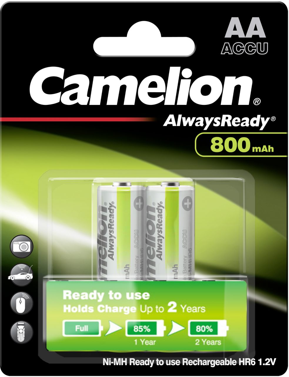 Camelion AlwaysReady Akku AA 2er Blister Ni-MH HR6 1,2V 800 mAh 2er Blister Mignon 17408206 Camelion AlwaysReady Akku AA 2er Blister Ni-MH HR6 1,2V 800 mAh 2er Blister Mignon 17408206