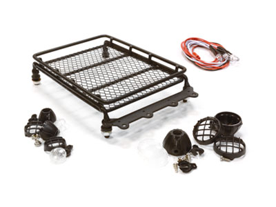 Scale Gepäckträger Metall mit 3er LED Scheinwerfer Scale Gepäckträger Metall mit 3er LED Scheinwerfer