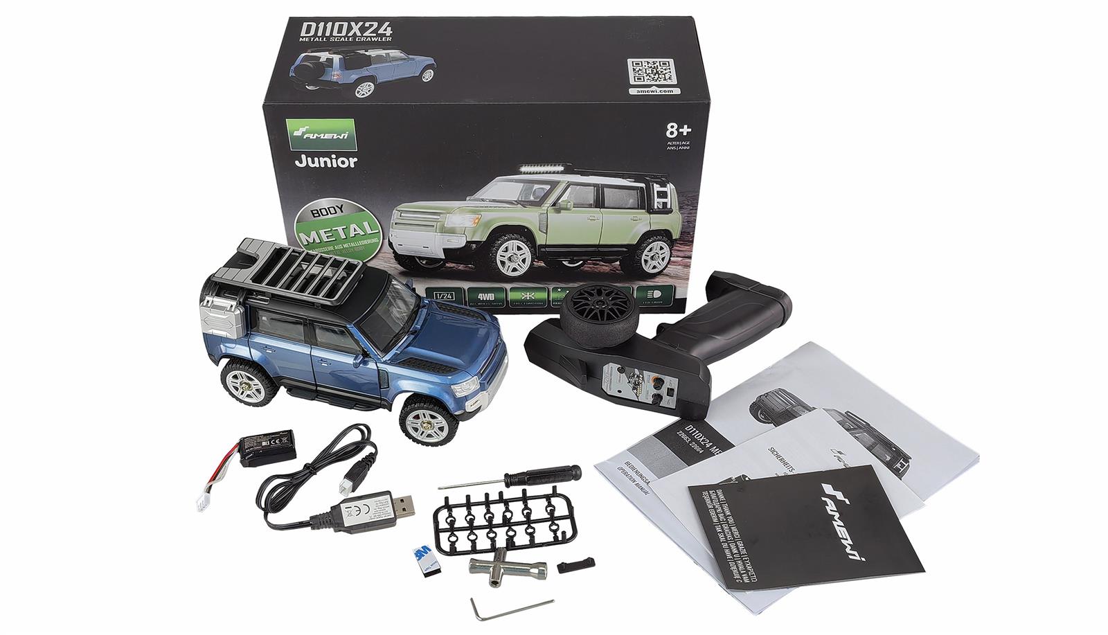 D110X24 Metall Scale Crawler 4WD 1:24 RTR blau D110X24 Metall Scale Crawler 4WD 1:24 RTR blau