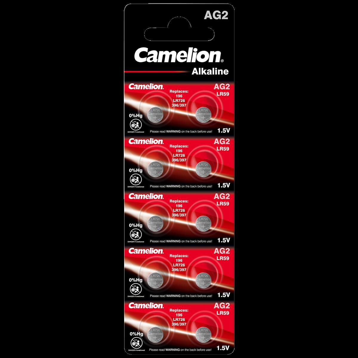 Knopfzelle CAMELION, AG2, 1,5V, Alkaline, 10er-Blister Knopfzelle CAMELION, AG2, 1,5V, Alkaline, 10er-Blister