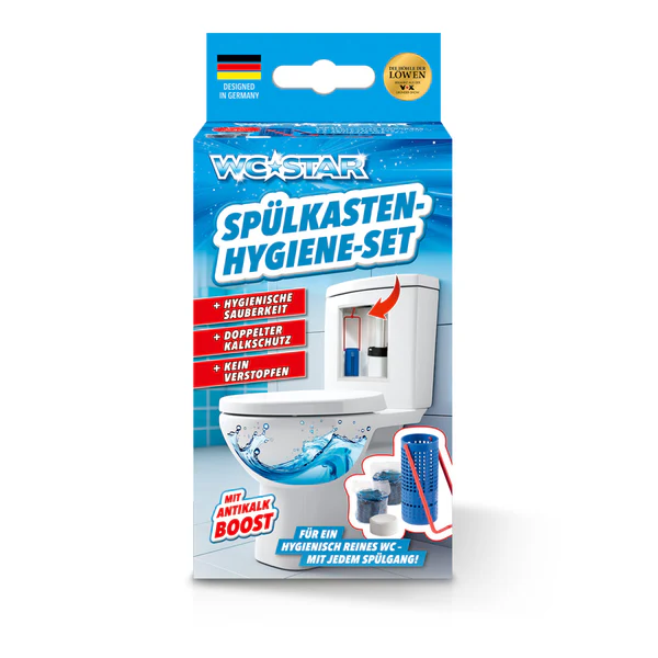WC-Star Spülkasten-Hygiene-Set für Sauberkeit & Frische vom Spülkasten bis ins WC | WC-Reiniger-Set mit Aktiv-Frische & Antikalk-Boost WC-Star Spülkasten-Hygiene-Set für Sauberkeit & Frische vom Spülkasten bis ins WC | WC-Reiniger-Set mit Aktiv-Frische & Antikalk-Boost