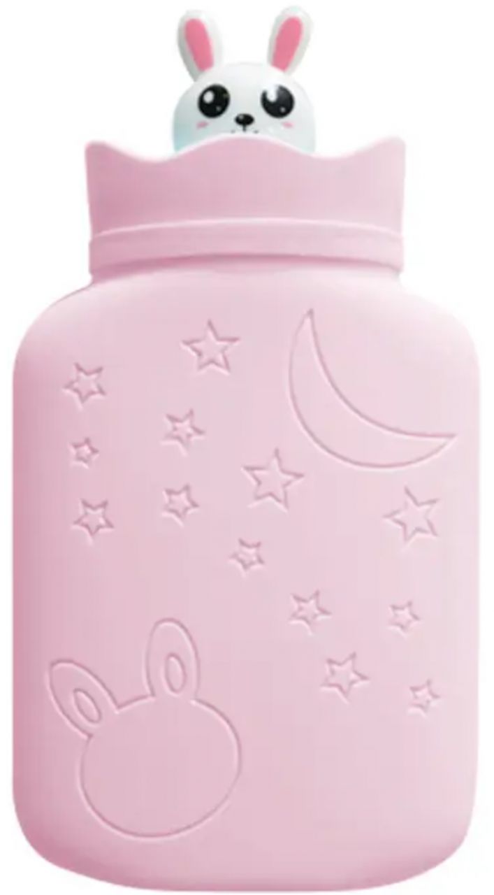 Top Mini Silikon Hase Wärmflasche 350 ml Bettflasche Handwärmer für Erwachsene und Kinder Pink WHP-01