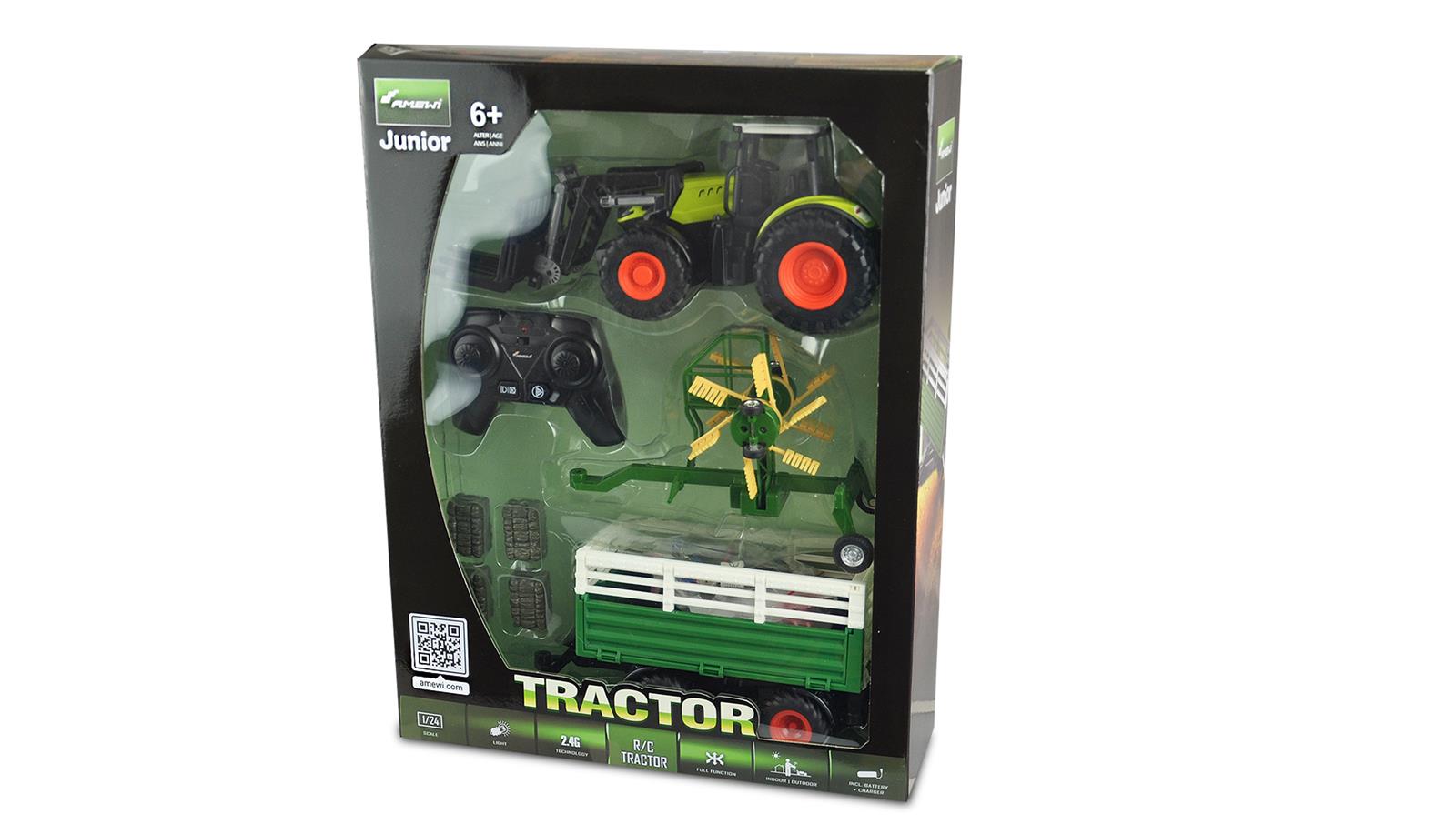 RC-Traktor mit XL-Zubehörpaket 1:24 RTR grün