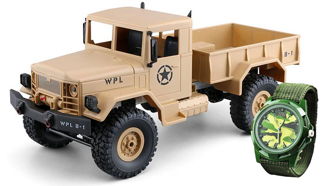 U.S. Militär Truck 4WD 1:16 RTR sandfarben + Uhr U.S. Militär Truck 4WD 1:16 RTR sandfarben + Uhr