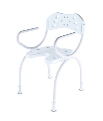 Duschhocker TRINIDAD m.Arm-u.,Rückenlehne u.Ausschnitt,weiß,