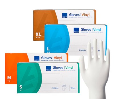 ABENA Vinyl-Handschuhe puderfrei transparent (VPE: 100 Stück)>>>>Gr. M