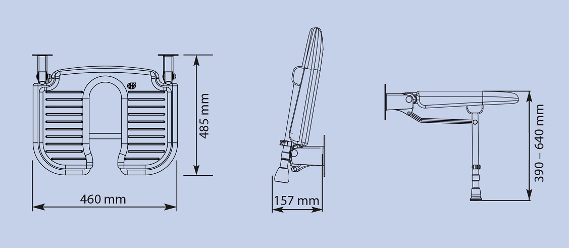 Duschklappsitz 4000 Standard Grau mit Ausschnitt für die Intimpflege bis 250KG