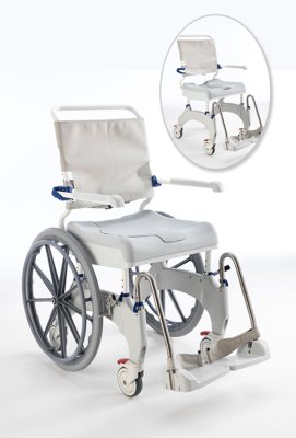 Dusch- und Toilettenrollstuhl AQUATEC OCEAN 24" Ergo weiß-grau>>>>