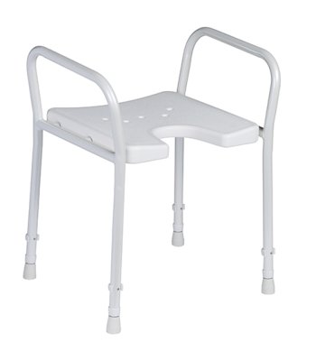 Duschhocker 9402-A höhenverstellbar mit Armlehne und Hygieneausschnitt weiß>>>> Duschhocker 9402-A höhenverstellbar mit Armlehne und Hygieneausschnitt weiß>>>>