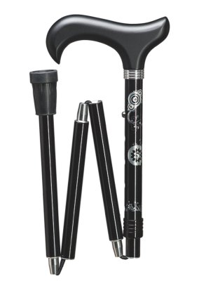 Deluxe-Schlank-Faltstock STRASS-TATTOO verstellbar schwarz>>>>