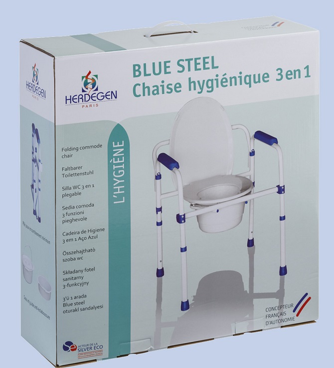 Blue Steel 3 in 1 Toilettenstützgestell mit Eimer und Deckel Blue Steel 3 in 1 Toilettenstützgestell mit Eimer und Deckel