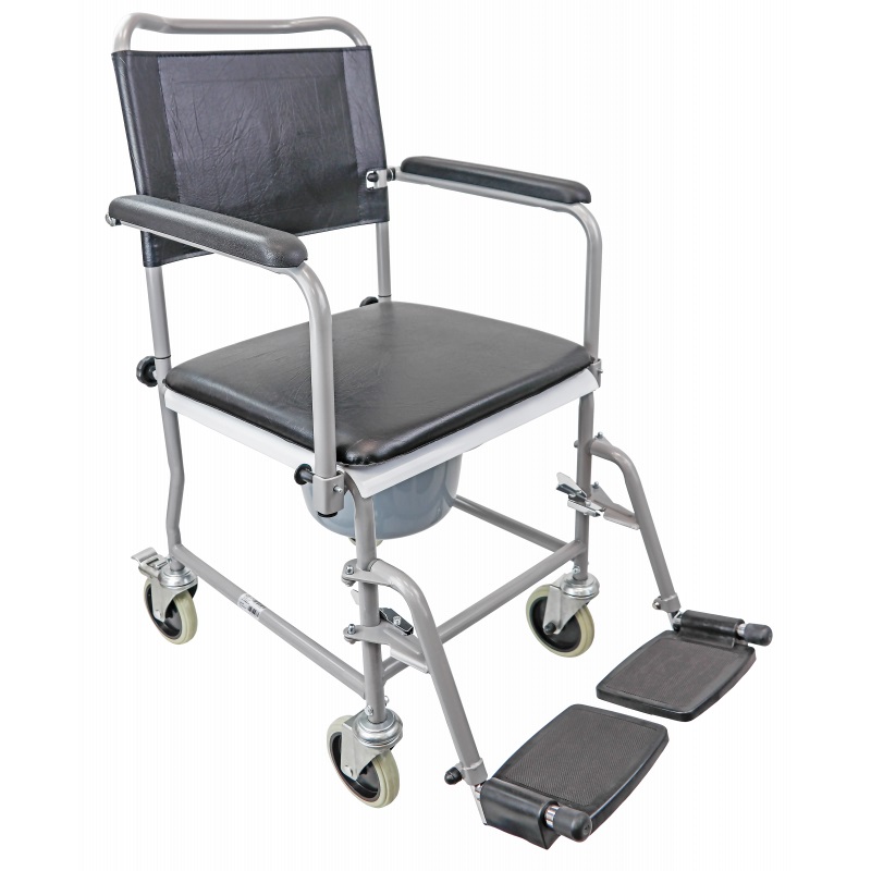 TSF Fahrbarer Toilettenstuhl Rostfrei mit Rückenlehne Neu belastbar bis 130KG TSF Fahrbarer Toilettenstuhl Rostfrei mit Rückenlehne Neu belastbar bis 130KG