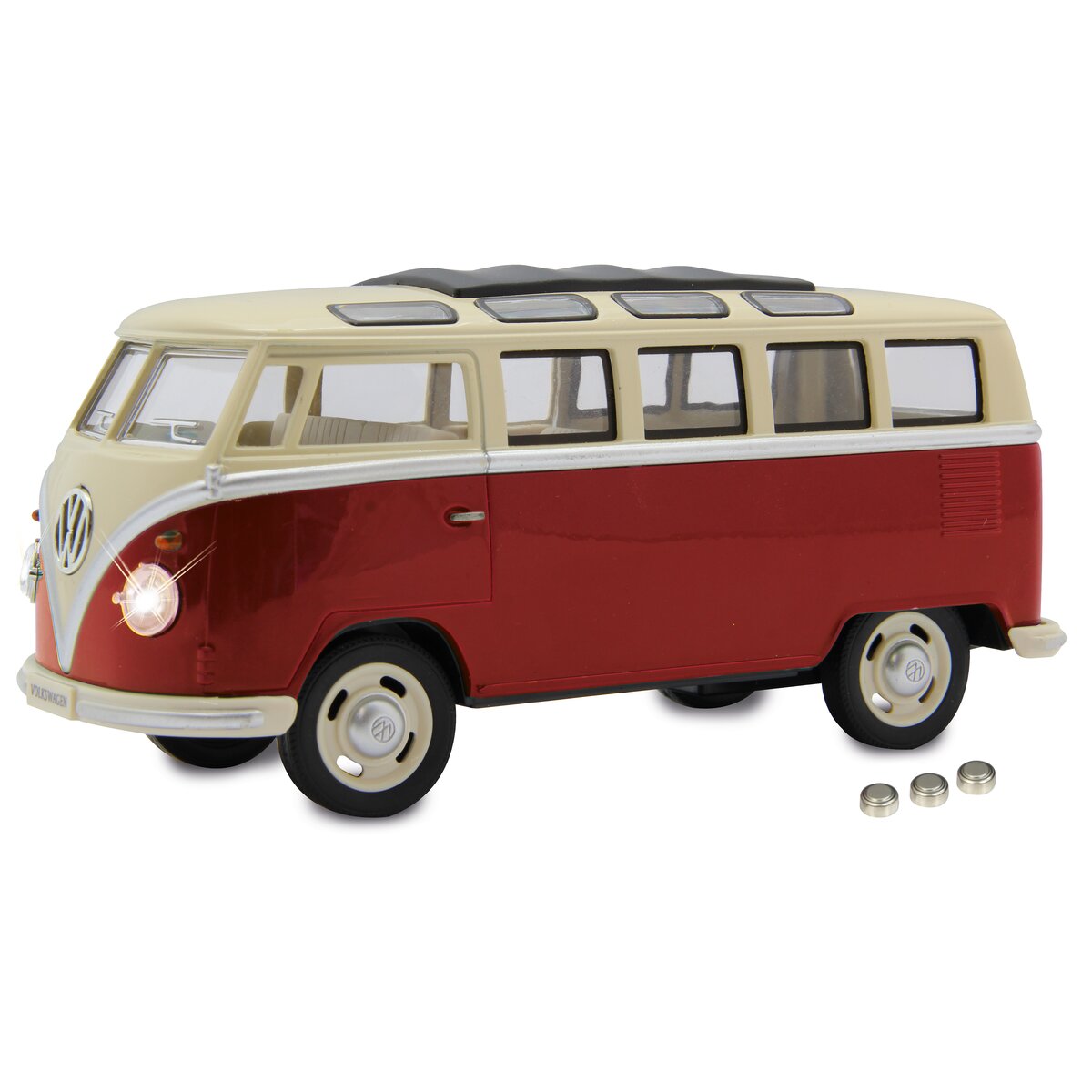 VW T1 Bus Diecast 1:24 rot mit LED Sound und Rückzugmotor