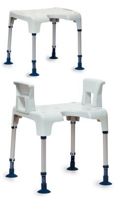 Duschhocker AQUATEC PICO mit Hygieneausschnitt weiß>>>>Ausf.: mit Armlehnen