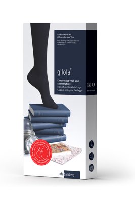 Gilofa AD, mit Aloe Vera, Wadenumfang 34 bis 44 cm, Gr. M (Paar)>>>>Farbe: beige Gr. 39-41