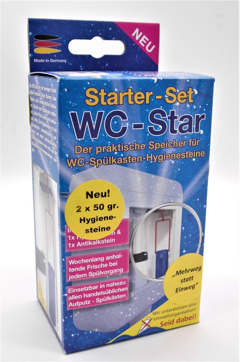 WC-Star WC Star der praktische Speicher für WC-Spülkasten-Hygienesteine Starter Set WC-Star WC Star der praktische Speicher für WC-Spülkasten-Hygienesteine Starter Set
