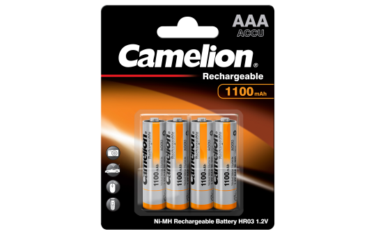 Micro-Akku CAMELION 1,2 V, 1.100 mAh, Typ AAA, NiMH, 4er-Blister Micro-Akku CAMELION 1,2 V, 1.100 mAh, Typ AAA, NiMH, 4er-Blister