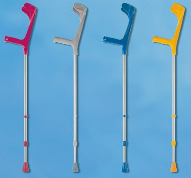 Leichtmetall-Unterarmgehstütze Ergogriff mit Druckknopfverstellung, teilfarbig>>>>Farbe: blau