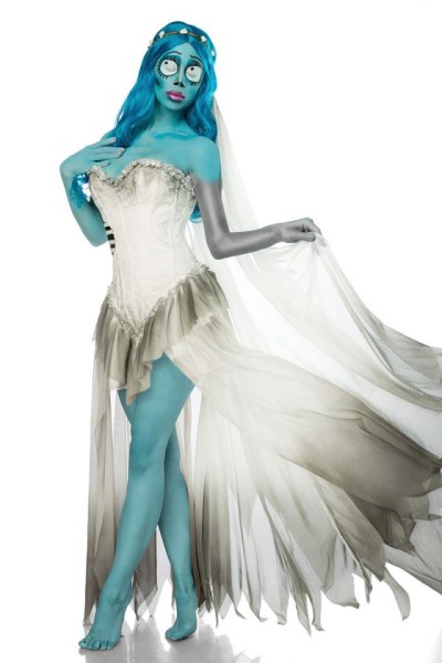 Skeleton Bride Kostüm/Farbe:weiß/blau/Größe:XS