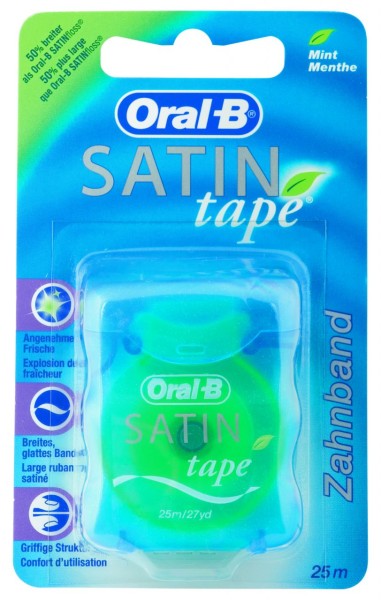 Oral-B 50x Satin Tape Zahnseide Minze 25m Zahnband, extra-breit