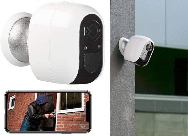 VisorTech IPC-480 Outdoor Überwachungskamera, Full HD, WLAN & App, batteriebetrieben
