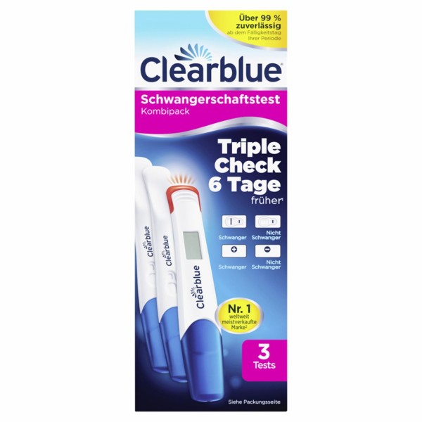 Clearblue 20x Schwangerschaftstest Triple Check Ultra Früh Kombipack