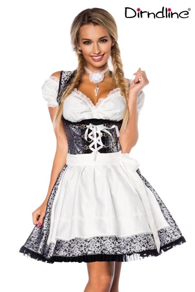 Premium Dirndl mit Bluse/Farbe:silber/weiß/schwarz/Größe:XS