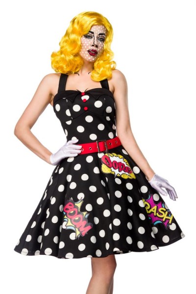 Pop Art Kostüm: Pop Art Girl/Farbe:schwarz/weiß/rot/Größe:S