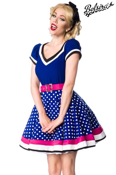 Kleid mit Gürtel/Farbe:blau/rosa/weiß/Größe:3XL
