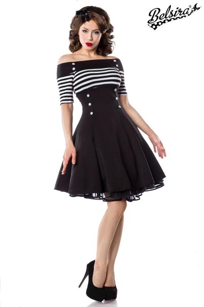 Vintage-Kleid/Farbe:schwarz/weiß/stripe/Größe:S
