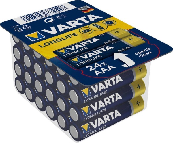 Varta Longlife AAA Micro Alkaline Batterie im wiederverschließbaren 24er Big Box Blister LR03 MN2400