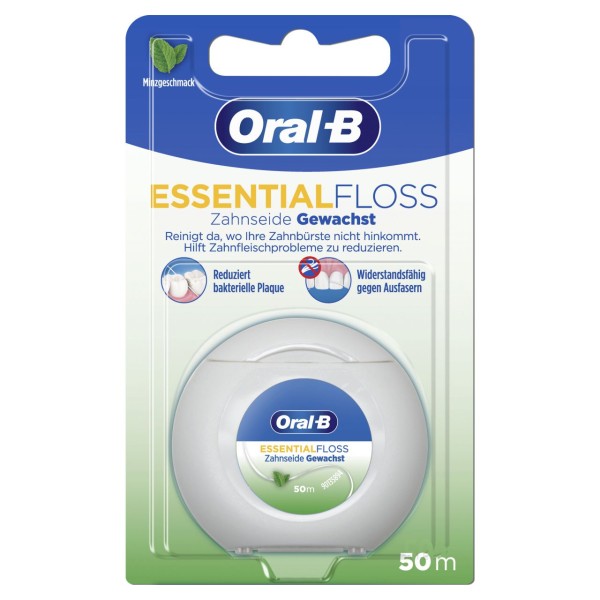 Oral-B 2x Essentialfloss Zahnseide gewachst Minze 50m Floss
