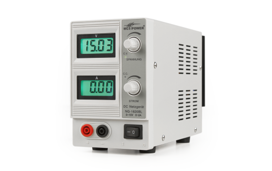 Labornetzgerät McPower ''NG-1620BL'' regelbar 0-15 V, 2 A, 2x beleuchtete LCDs, 30 W