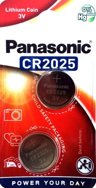 Panasonic Knopfzelle Lithium CR2025 Batterie 2er Blister 3V DL2025 BR2025 KCR2025 LM2025 CR-2025EL/2