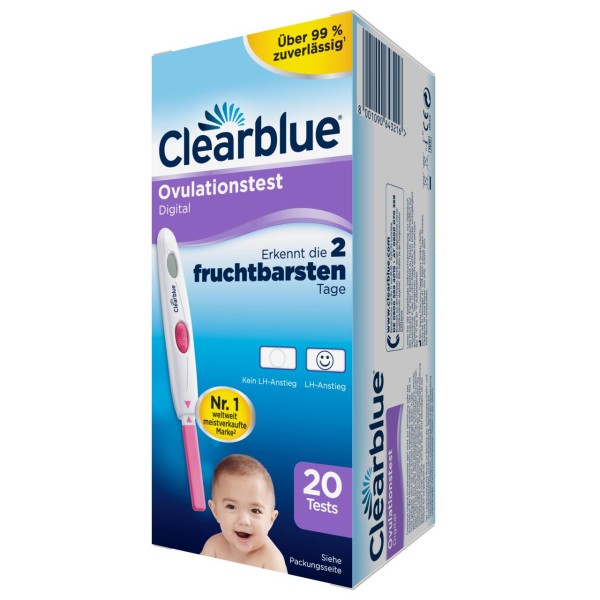 Clearblue 2x Kinderwunsch Ovulationstest Digital Kit 20 Tests Fruchtbarkeitstest für Frauen Eisprung