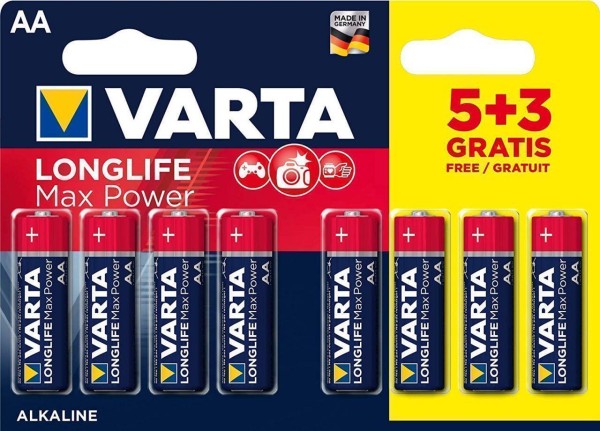 Varta 10x Longlife Max Power 8er Blister AA Alkaline 1,5V LR6 Mignon Stilo MN1500 4706