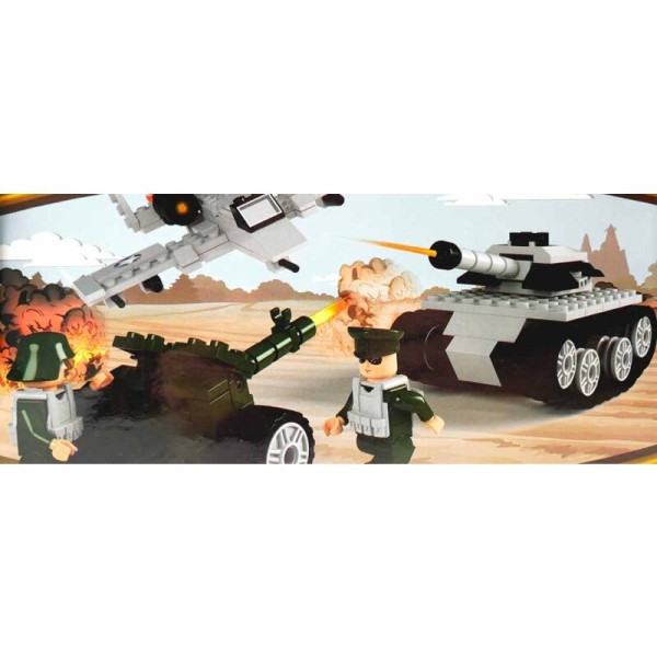 281-teiliges Set Panzer, Flugzeug oder Geschütz mit 2 Figuren "BL-Toys"