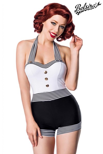 Retro Swimsuit/Farbe:schwarz/weiß/Größe:XL